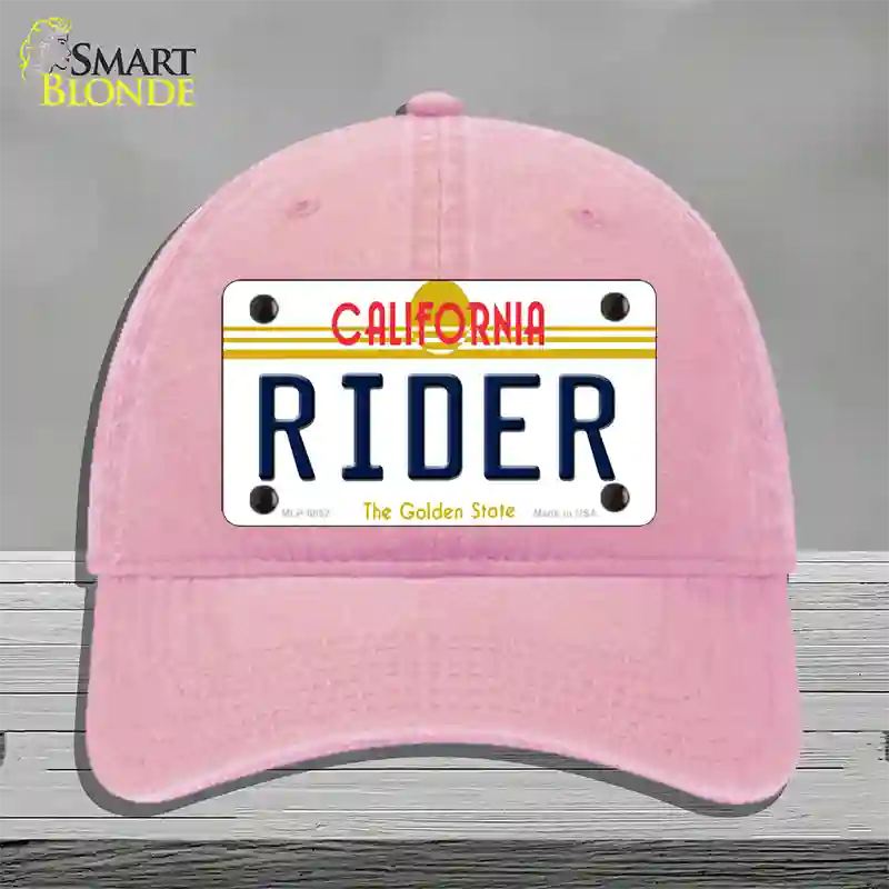 Rider California Novelty License Plate Hat Unconstructed Cotton / Pink