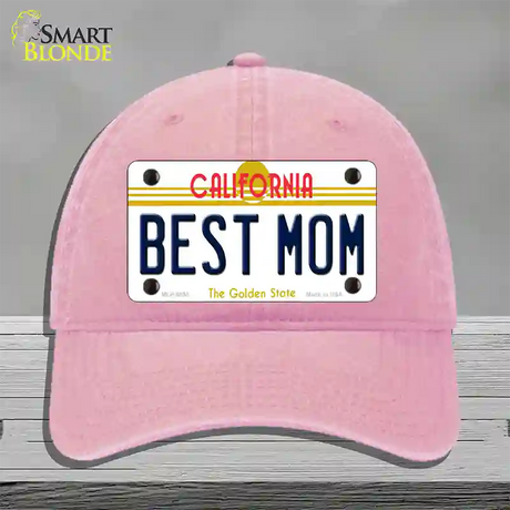 Best Mom California Novelty License Plate Hat Unconstructed Cotton / Pink