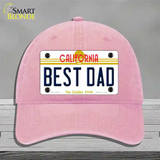 Best Dad California Novelty License Plate Hat Unconstructed Cotton / Pink