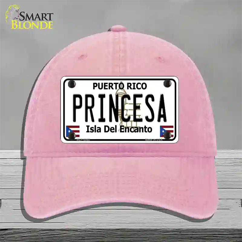 Princesa Puerto Rico Novelty License Plate Hat Unconstructed Cotton / Pink