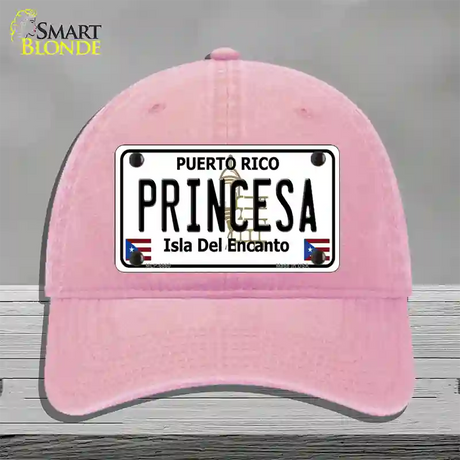 Princesa Puerto Rico Novelty License Plate Hat Unconstructed Cotton / Pink