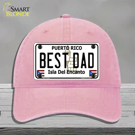 Best Dad Puerto Rico Novelty License Plate Hat Unconstructed Cotton / Pink