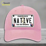 Native Puerto Rico Novelty License Plate Hat Unconstructed Cotton / Pink