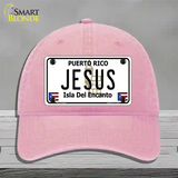 Jesus Puerto Rico Novelty License Plate Hat Unconstructed Cotton / Pink