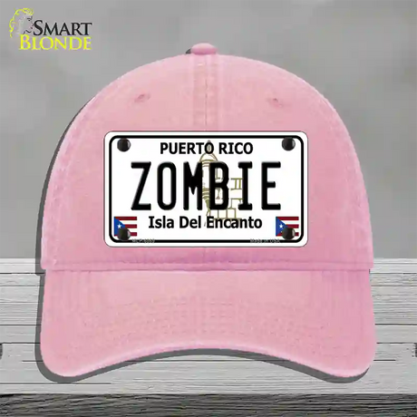 Zombie Puerto Rico Novelty License Plate Hat Unconstructed Cotton / Pink