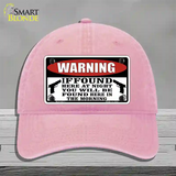 Warning If Found Novelty License Plate Hat Unconstructed Cotton / Pink