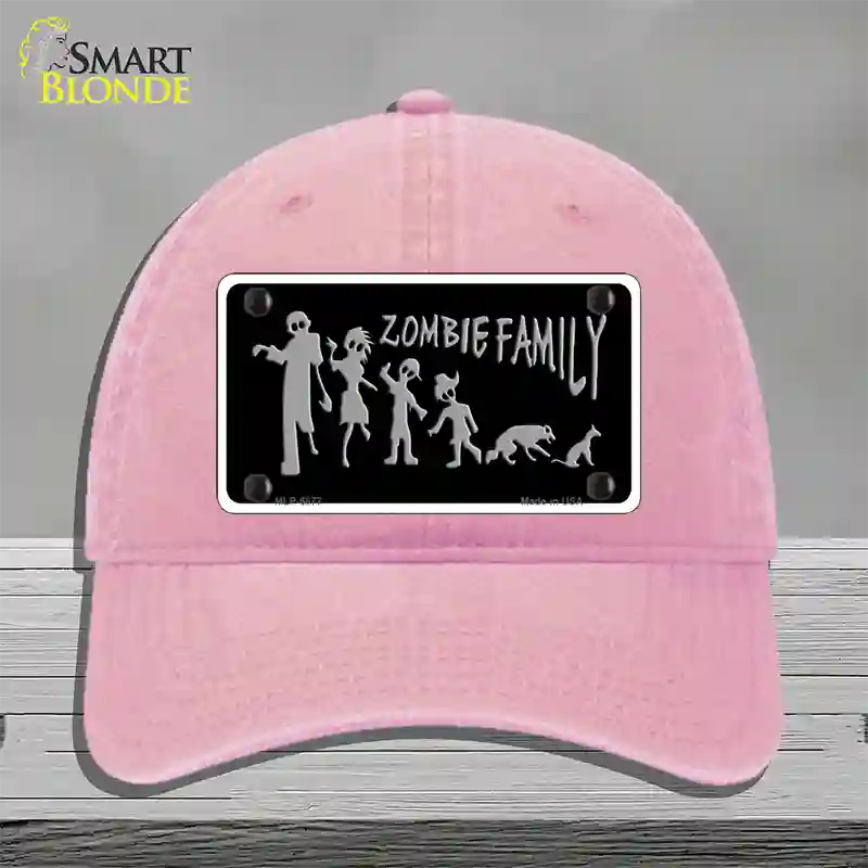 Zombie Family Black Novelty License Plate Hat Unconstructed Cotton / Pink