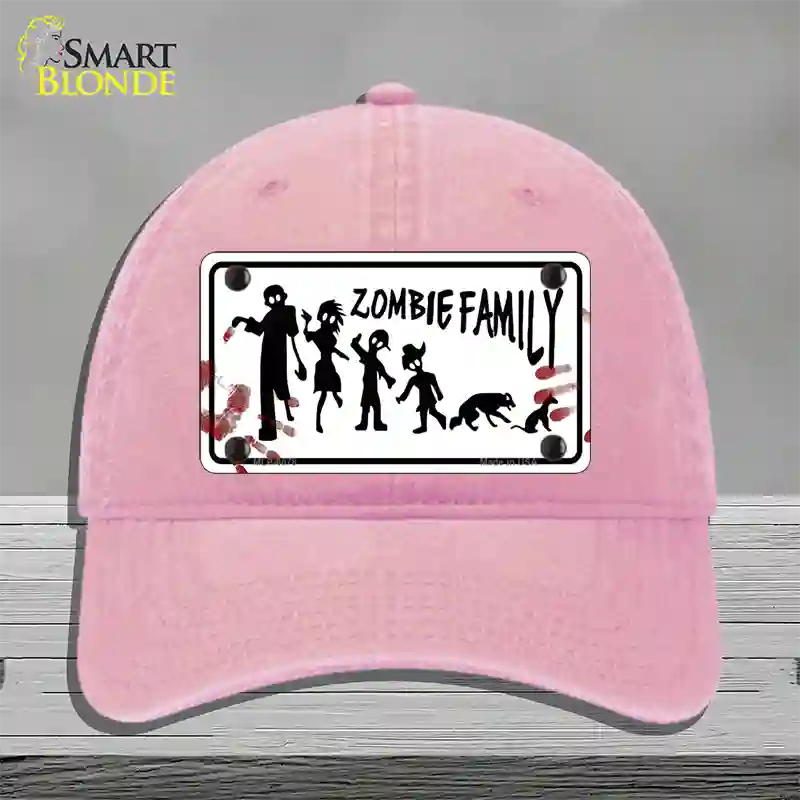 Zombie Family White Novelty License Plate Hat Unconstructed Cotton / Pink