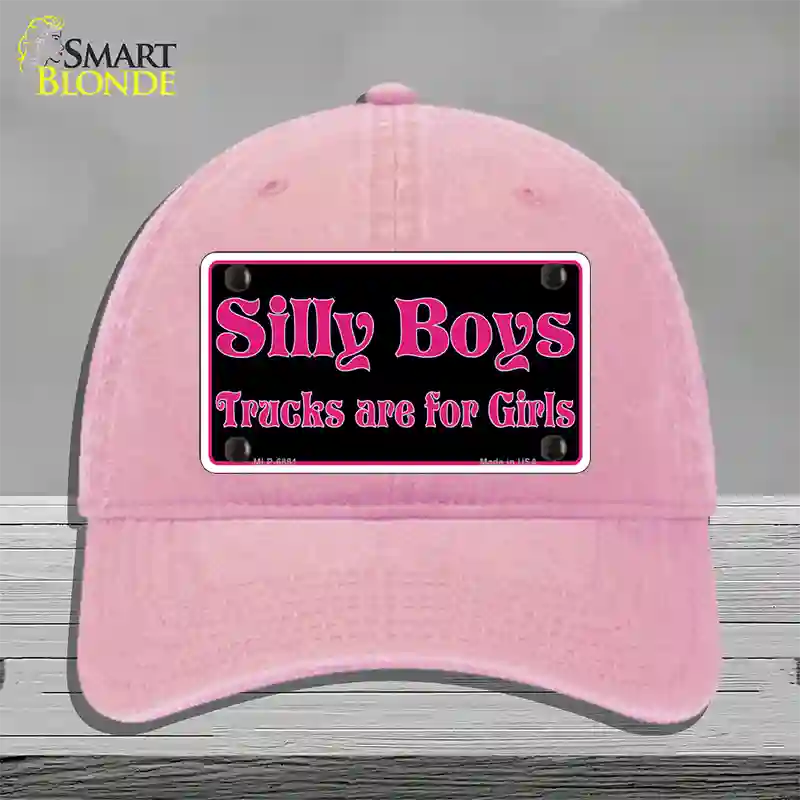 Silly Boys Trucks For Girls Novelty License Plate Hat Unconstructed Cotton / Pink