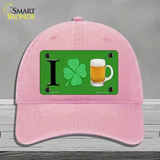 Shamrock Beer Novelty License Plate Hat Unconstructed Cotton / Pink