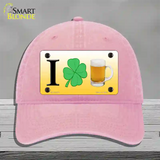 I Shamrock Beer Novelty License Plate Hat Unconstructed Cotton / Pink