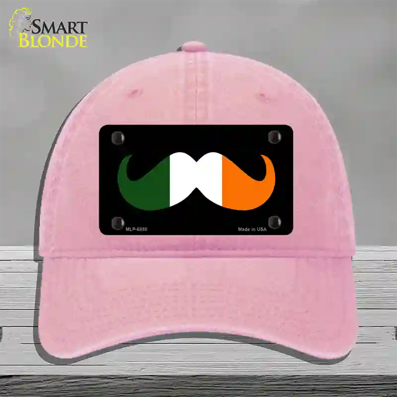 Irish Mustache Novelty License Plate Hat Unconstructed Cotton / Pink