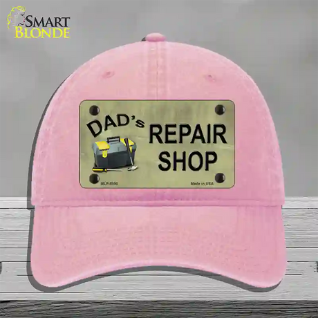 Dads Repair Shop Novelty License Plate Hat Unconstructed Cotton / Pink