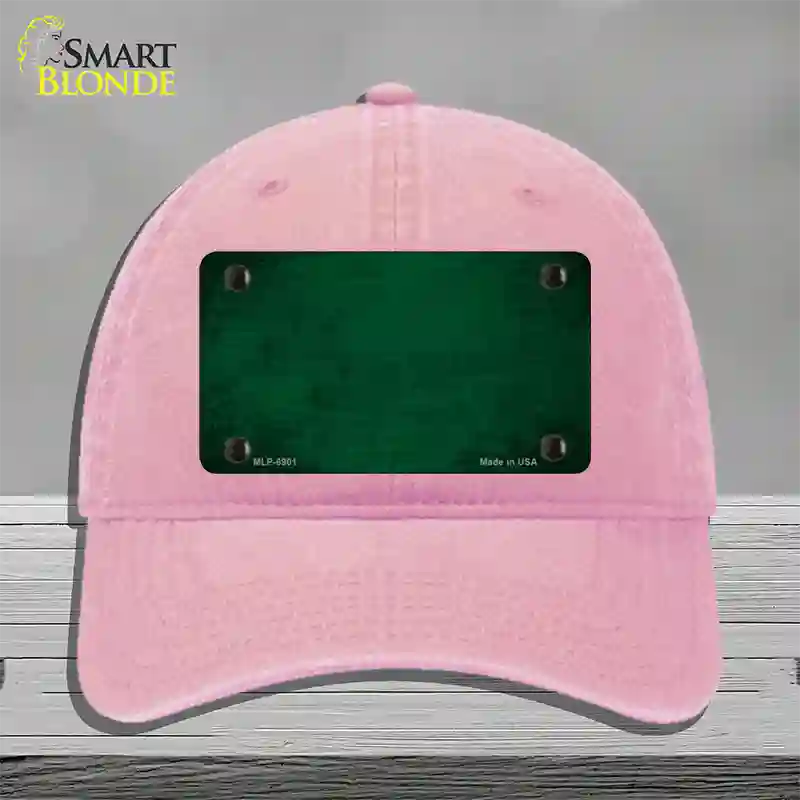 Green Oil Rubbed Solid Novelty License Plate Hat Unconstructed Cotton / Pink