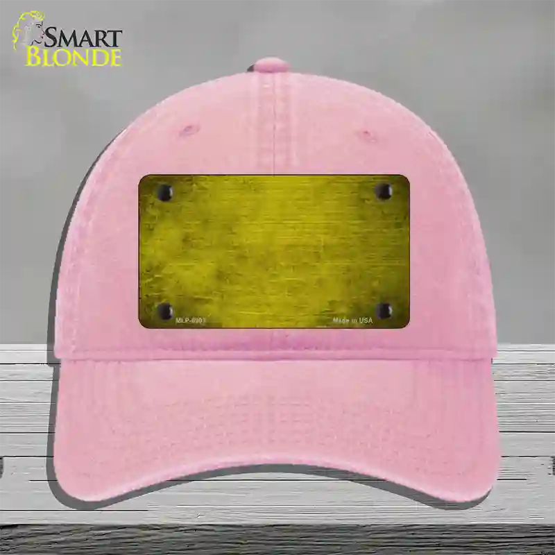 Yellow Oil Rubbed Solid Novelty License Plate Hat Unconstructed Cotton / Pink