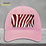 Red White Zebra Oil Rubbed Novelty License Plate Hat Unconstructed Cotton / Pink