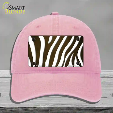 Brown White Zebra Oil Rubbed Novelty License Plate Hat Unconstructed Cotton / Pink