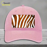 Orange White Zebra Oil Rubbed Novelty License Plate Hat Unconstructed Cotton / Pink