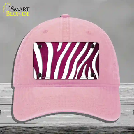 Pink White Zebra Oil Rubbed Novelty License Plate Hat Unconstructed Cotton / Pink