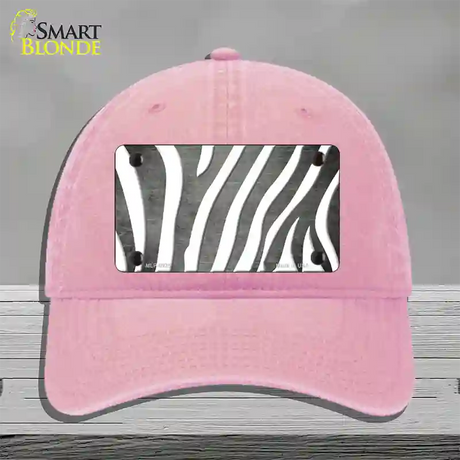 Gray White Zebra Oil Rubbed Novelty License Plate Hat Unconstructed Cotton / Pink