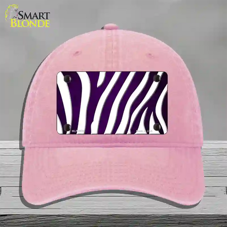 Purple White Zebra Oil Rubbed Novelty License Plate Hat Unconstructed Cotton / Pink