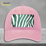 Mint White Zebra Oil Rubbed Novelty License Plate Hat Unconstructed Cotton / Pink