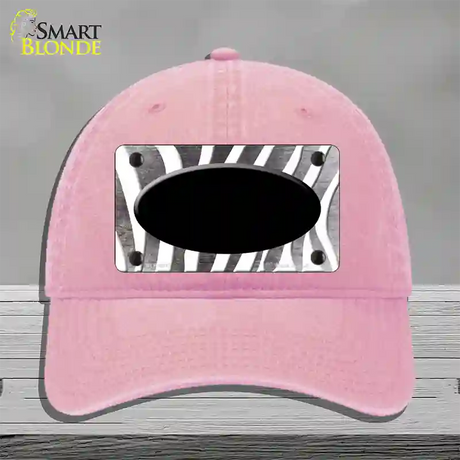 Black White Zebra Oval Oil Rubbed Novelty License Plate Hat Unconstructed Cotton / Pink