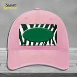 Green White Zebra Oval Oil Rubbed Novelty License Plate Hat Unconstructed Cotton / Pink