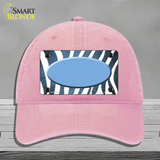 Light Blue White Zebra Oval Oil Rubbed Novelty License Plate Hat Unconstructed Cotton / Pink