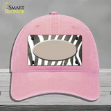 Tan White Zebra Oval Oil Rubbed Novelty License Plate Hat Unconstructed Cotton / Pink