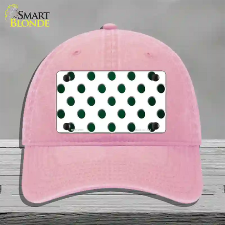 Green White Dots Oil Rubbed Novelty License Plate Hat Unconstructed Cotton / Pink