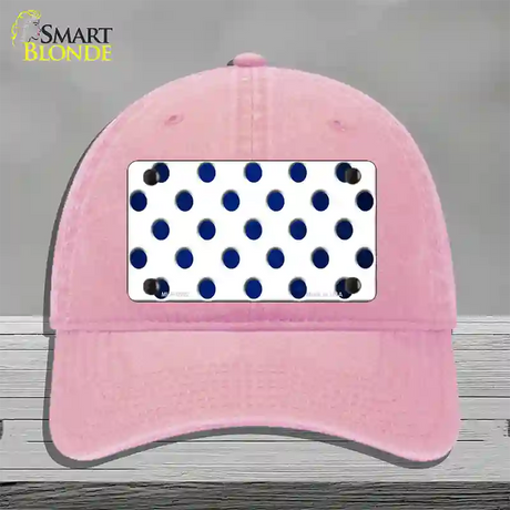 Blue White Dots Oil Rubbed Novelty License Plate Hat Unconstructed Cotton / Pink