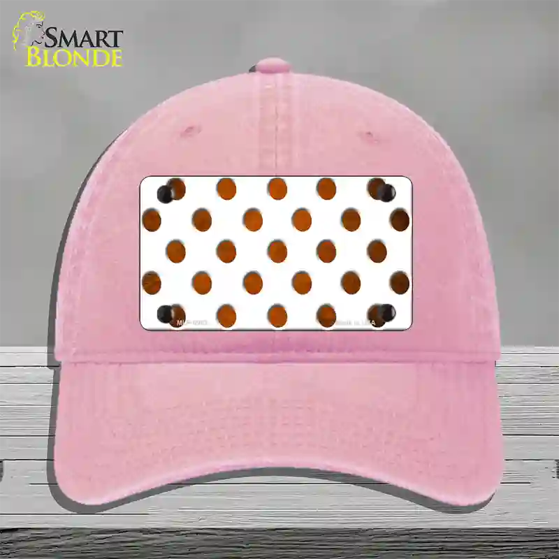 Orange White Dots Oil Rubbed Novelty License Plate Hat Unconstructed Cotton / Pink