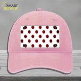 Red White Dots Oil Rubbed Novelty License Plate Hat Unconstructed Cotton / Pink