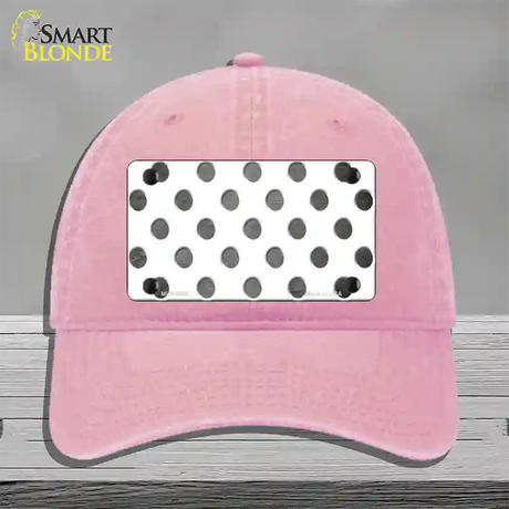 Gray White Dots Oil Rubbed Novelty License Plate Hat Unconstructed Cotton / Pink