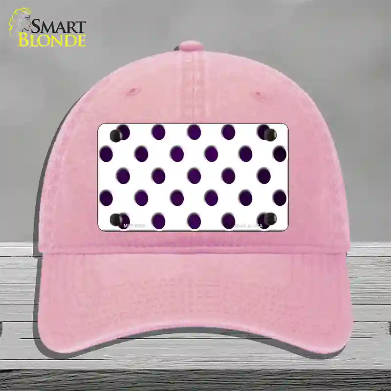 Purple White Dots Oil Rubbed Novelty License Plate Hat Unconstructed Cotton / Pink