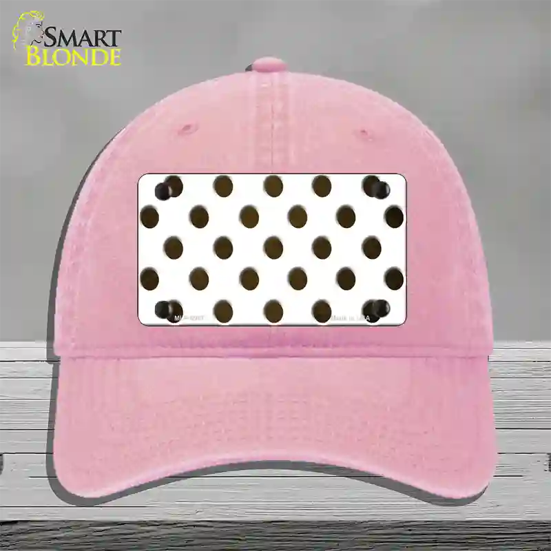 Brown White Dots Oil Rubbed Novelty License Plate Hat Unconstructed Cotton / Pink