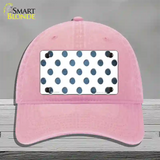 Light Blue White Dots Oil Rubbed Novelty License Plate Hat Unconstructed Cotton / Pink