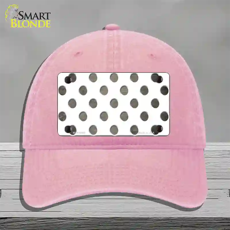 Tan White Dots Oil Rubbed Novelty License Plate Hat Unconstructed Cotton / Pink