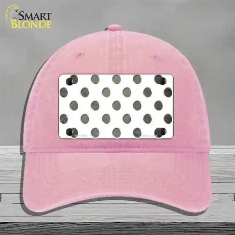 Tan White Dots Oil Rubbed Novelty License Plate Hat Unconstructed Cotton / Pink