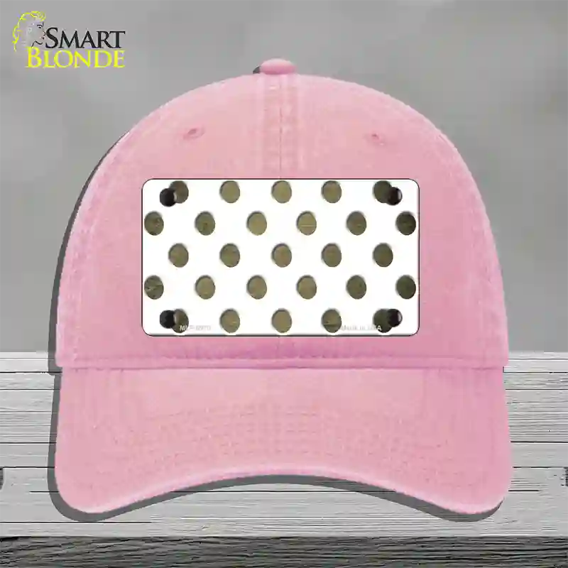 Gold White Dots Oil Rubbed Novelty License Plate Hat Unconstructed Cotton / Pink