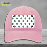 Mint White Dots Oil Rubbed Novelty License Plate Hat Unconstructed Cotton / Pink