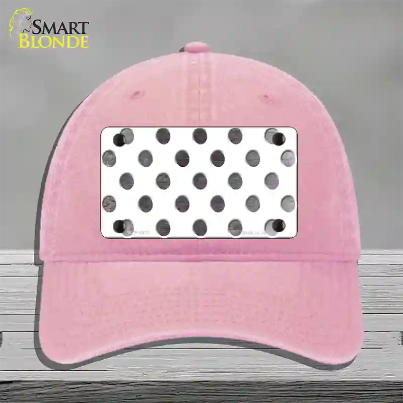 Black White Dots Oil Rubbed Novelty License Plate Hat Unconstructed Cotton / Pink