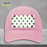 Lime Green White Dots Oil Rubbed Novelty License Plate Hat Unconstructed Cotton / Pink