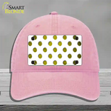 Yellow White Dots Oil Rubbed Novelty License Plate Hat Unconstructed Cotton / Pink