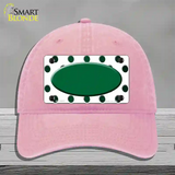 Green White Dots Oval Oil Rubbed Novelty License Plate Hat Unconstructed Cotton / Pink