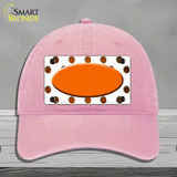 Orange White Dots Oval Oil Rubbed Novelty License Plate Hat Unconstructed Cotton / Pink