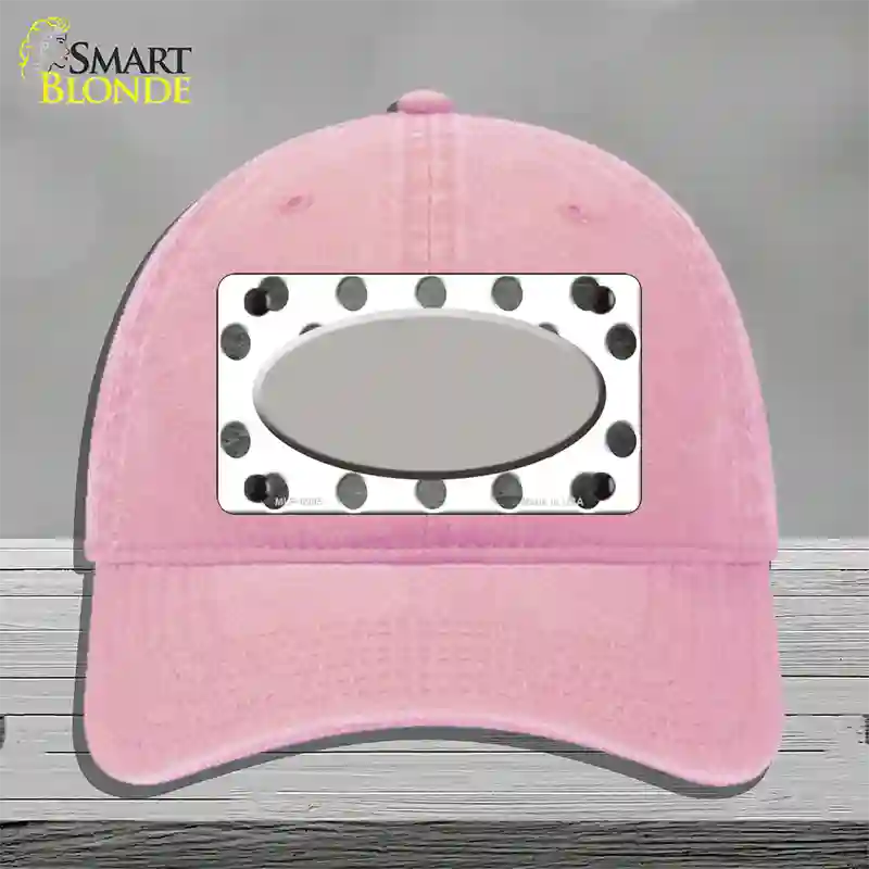 Gray White Dots Oval Oil Rubbed Novelty License Plate Hat Unconstructed Cotton / Pink