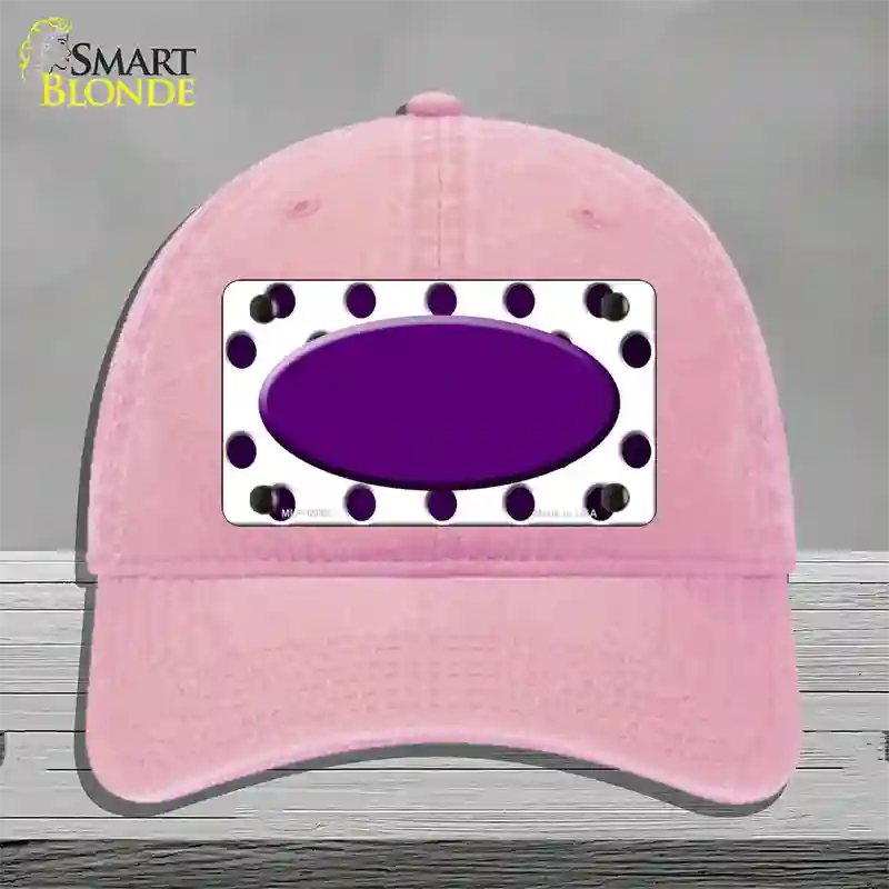 Purple White Dots Oval Oil Rubbed Novelty License Plate Hat Unconstructed Cotton / Pink