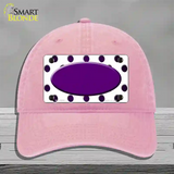 Purple White Dots Oval Oil Rubbed Novelty License Plate Hat Unconstructed Cotton / Pink